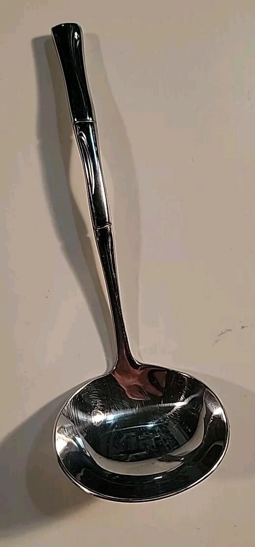 Oxford Hall Stainless Steel Serving Ladle BAMBOO spoon