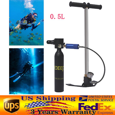 #ad #ad 0.5L Oxygen Tank Pump Equipment Underwater Breath Mini Scuba Diving Case Kit $136.98