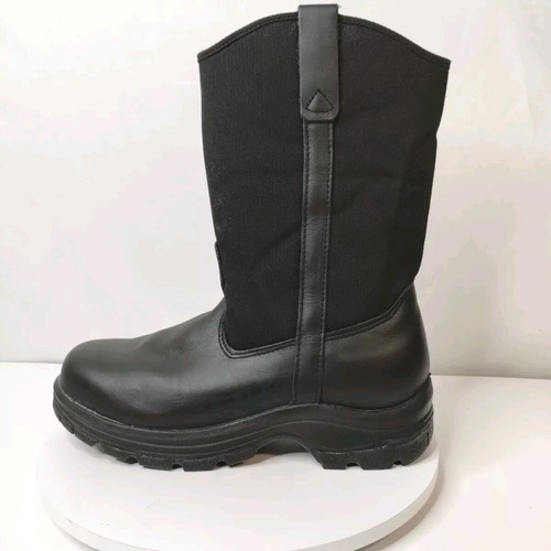 Stivali Thorogood 10" Wellington impermeabili punta di sicurezza pull on neri da uomo taglia 7,5M