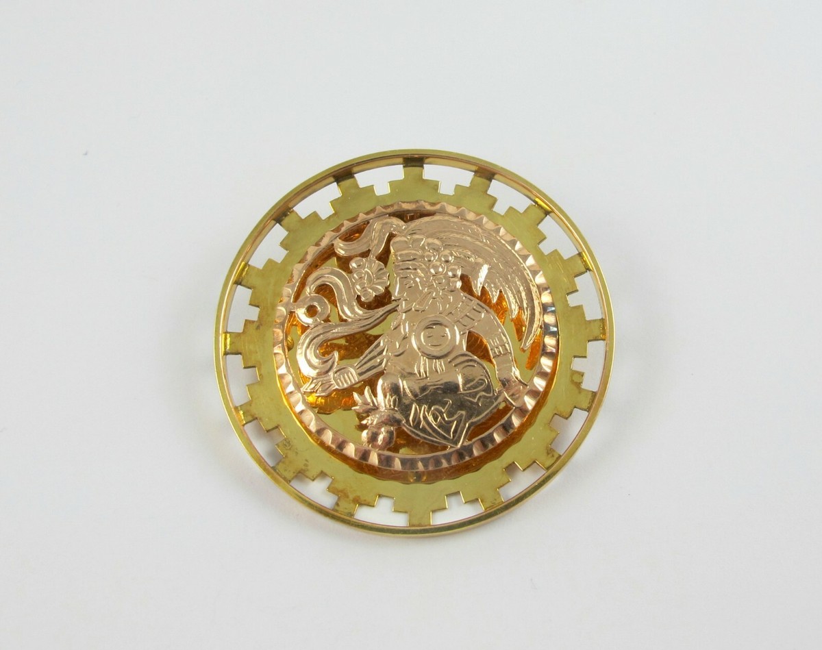 Estate 12K Gold Guatemalan Astec God Pendant/Brooch Fine Jewelry "YET"*******