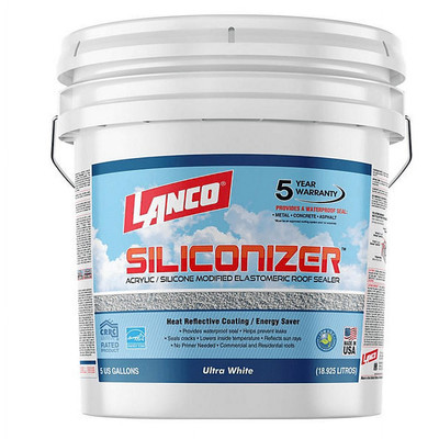 Siliconizer 5 Gallon Acrylic Elastomeric White Reflective Roof Sealer