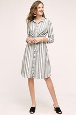 NWT ANTHROPOLOGIE Tie-Waist Shirtdress by HD in Paris, Size 0, Comfy Stripes