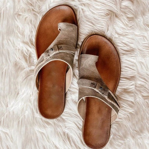 Women's Retro Orthopedic Sandals Bunion Correction Slippers Toe Rings Flat Shoes