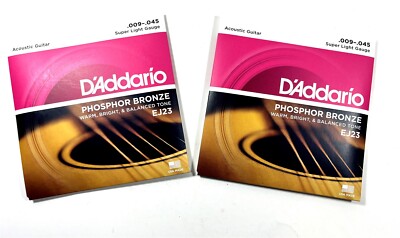 D'Addario Acoustic Guitar Strings 2 Sets Super Light Phosphor Bronze 009-045