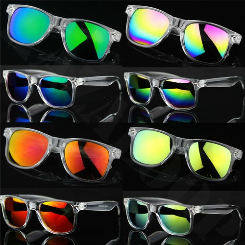 Retro Square Transparent Sunglasses Glasses UV Clear Frame Mirror Lens Classic - Picture 2 of 19