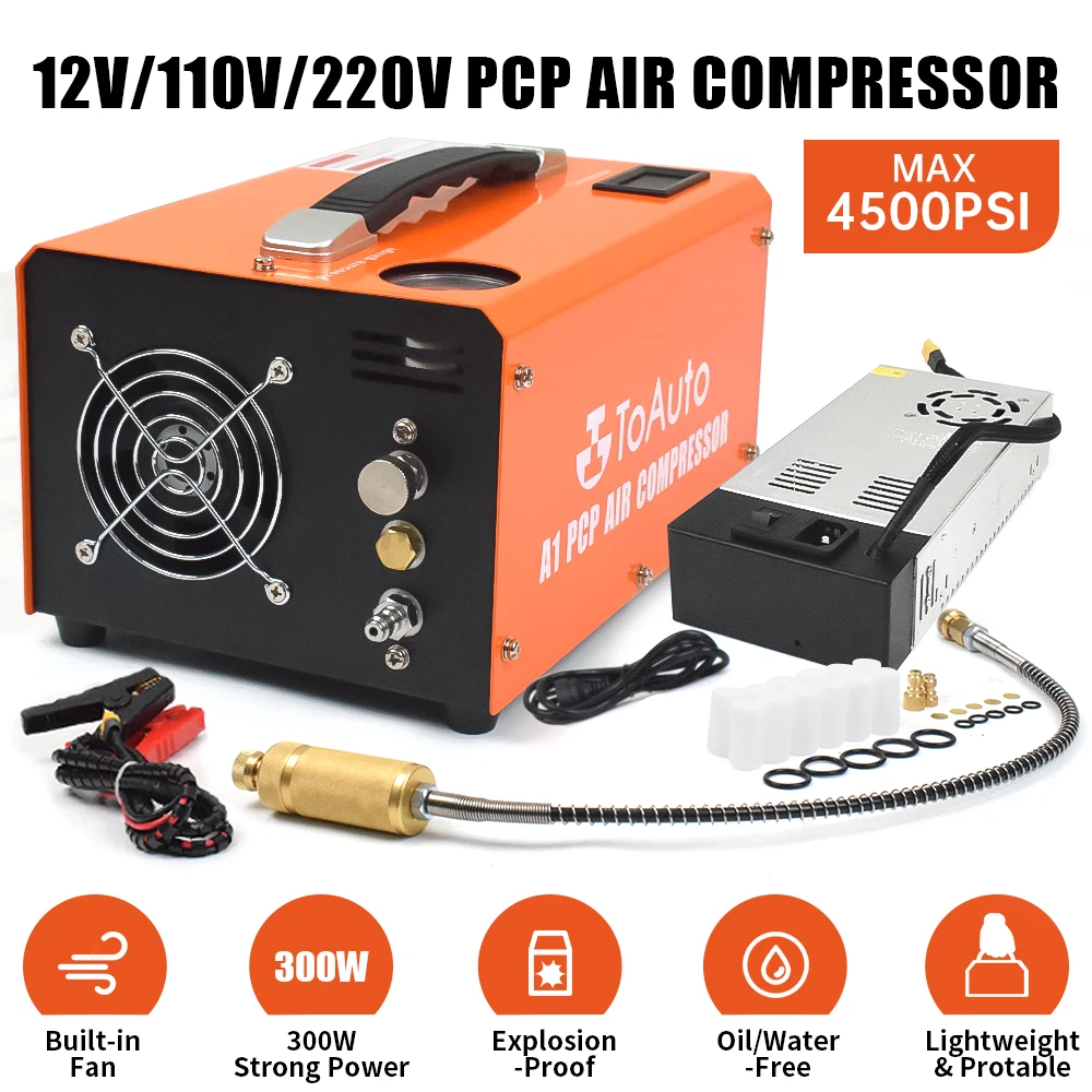 4500PSI PCP Air Compressor 12V 110 220V Electric Airgun Rifle High Pressure Pump