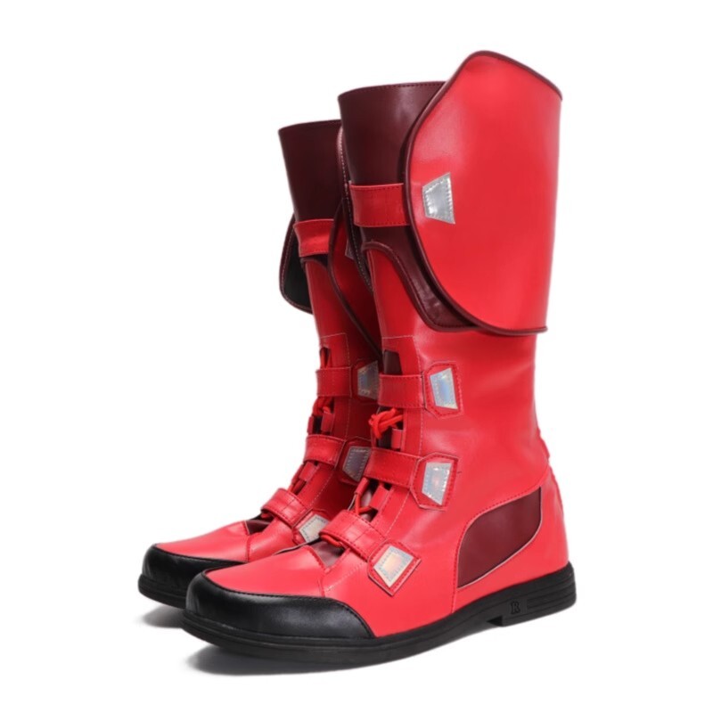 Capitán América Cosplay Botas Largas Rojas Planas Zapatos Halloween Cremallera Cordón