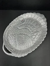 Arthur Court Designs Turkey Platter Jeweled Eye Metal 1987 Vintage 26 X 17