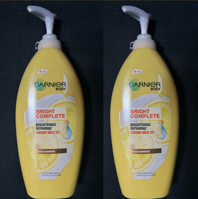 2 x Garnier Body Bright Complete Serum Milk UV Lemon Essence 400ml Lotion