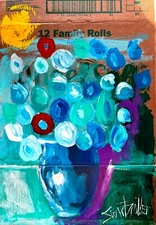 COLORFUL FLOWERS Painting SWARTZMILLER DNA SIGNED ART UPCYCLED unique ACRYLIC