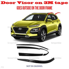 2S Tape Smoke Door Window Vent Visor Deflector 6pcs fits Hyundai KONA 2018-2023