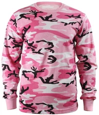 Camo Long Sleeve T-Shirt Tactical Military Crew Tee Undershirt Army Camouflage