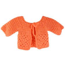 Handmade Vintage Sweater Orange Peach Soft Cotton Toddler Baby Size C14-2219