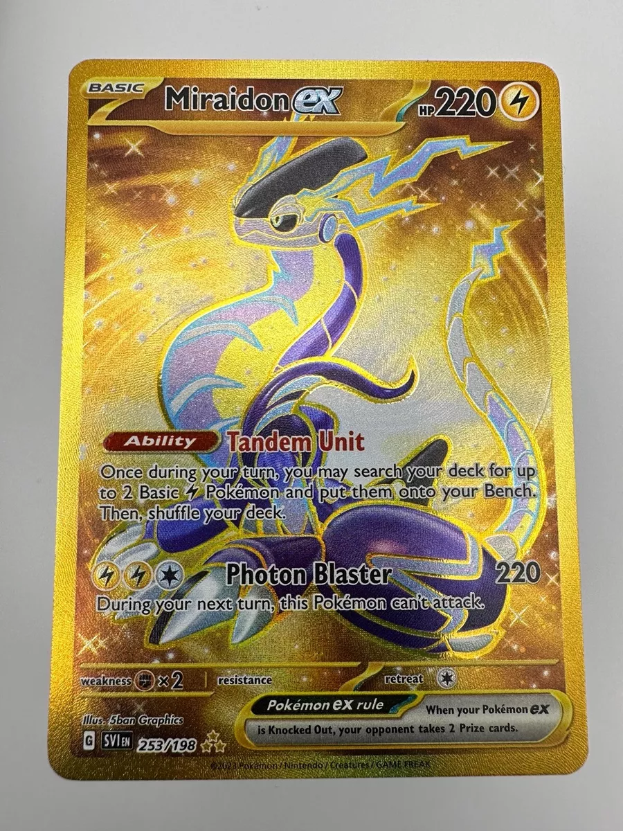 Pokemon MIRAIDON EX 253/198 Gold Secret Rare (Scarlett Violet Base