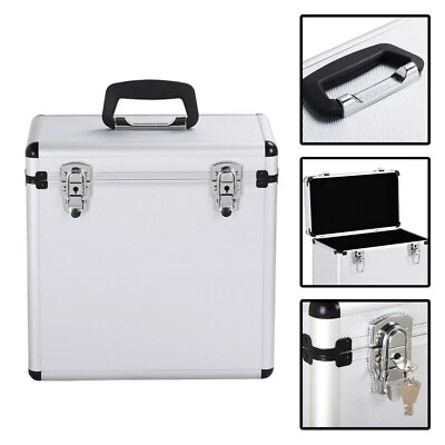 12" LP Vinyl Record Storage DJ Collection Box Flight Stackable Case Silver New