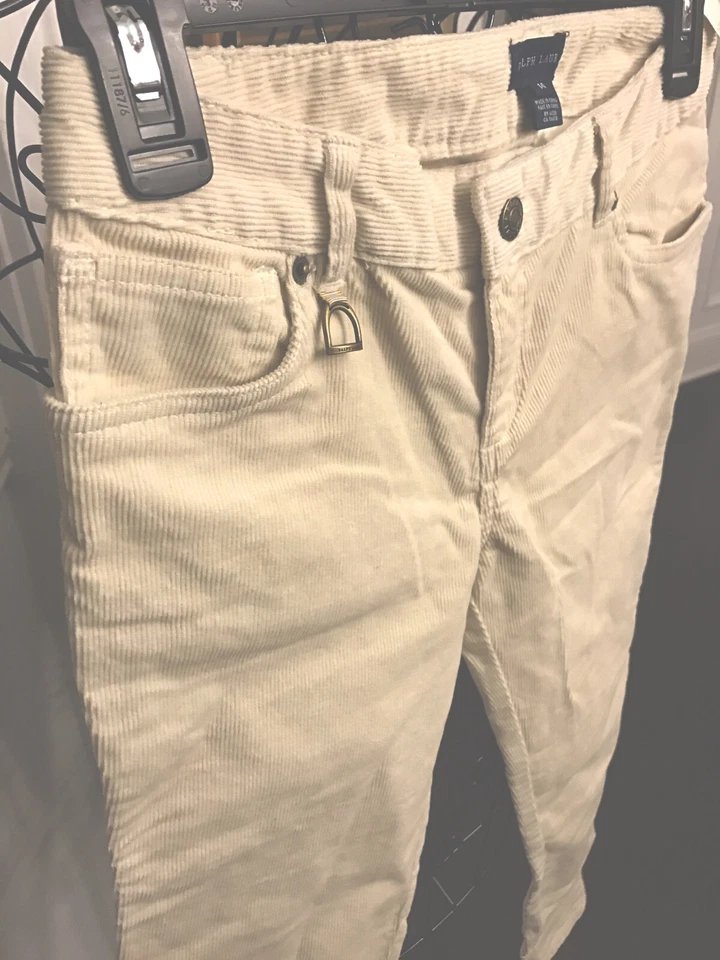 NUEVO Pantalones de Pana Ralph Lauren Niñas Talla 14 Antiguo Crema - Cremallera al Tobillo Foto 4 de 4
