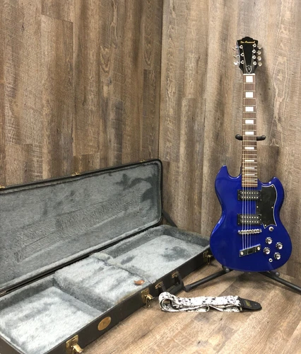 DeArmond S-67 Blue Solid Body 7 String Electric Guitar w Hard Case De Armond S67
