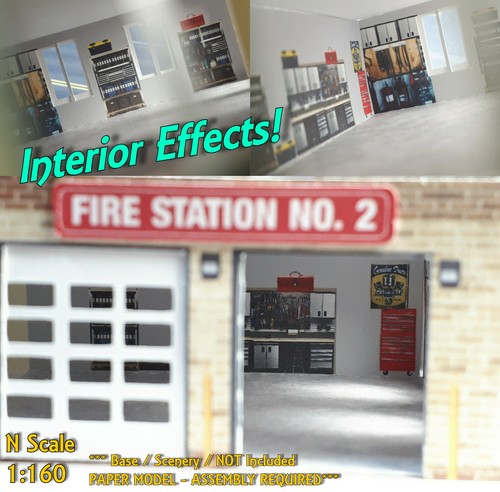 N Scale Building - Multi Purpose Building Police or Fire Station Etc (Paper Kit) - Picture 11 of 12