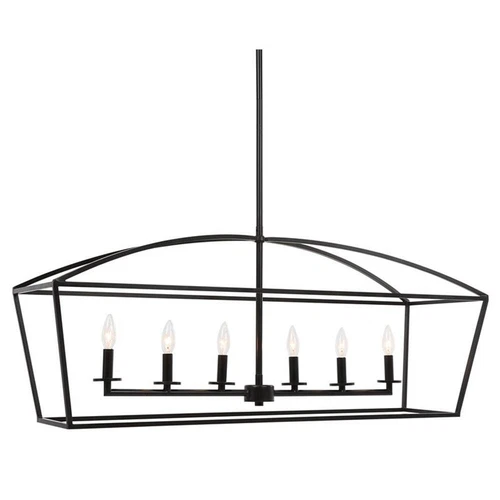 Uttermost Clayton 6-Light Steel Metal Linear Chandelier in Bronze - Picture 1 of 5