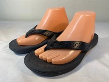 VIONIC Tide Perf Flip Flop Sandals Women's Black Slip On Thong Orthotic - US 9