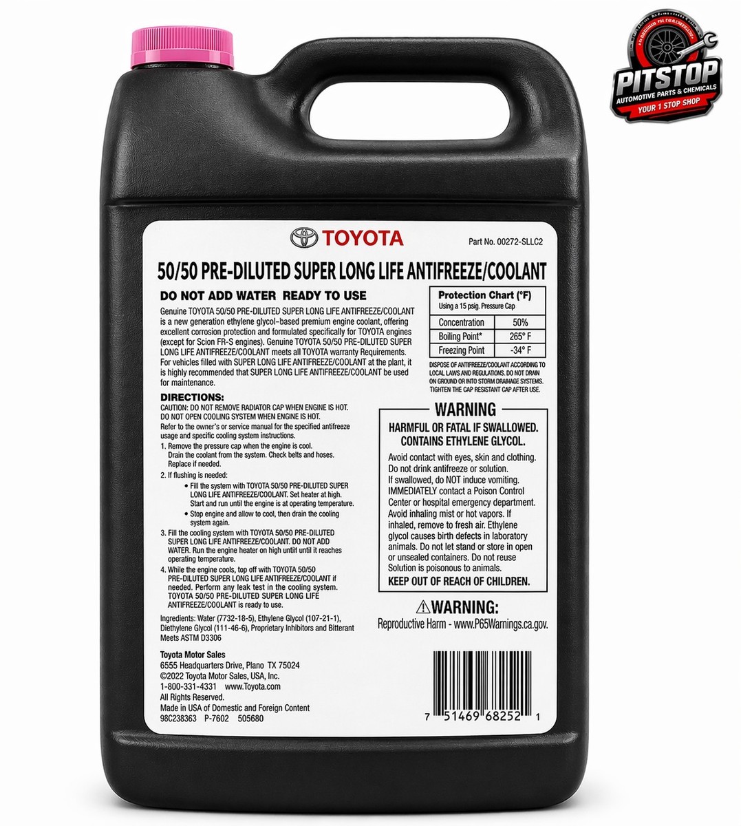 トヨタ純正　llc SUPER LONG LIFE COOLANT Toyota Pink X 1 Super Long Life Coolant Antifreeze 1 Gal 50/50