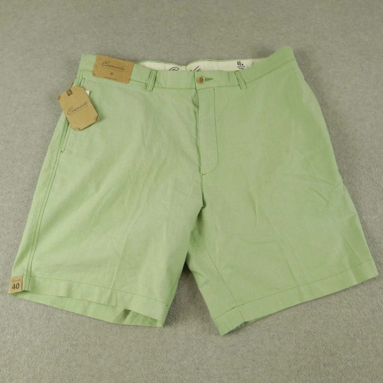 Roundtree & Yorke Shorts Mens 40 Casuals Chino Golf Cotton Flat Front Green NWT