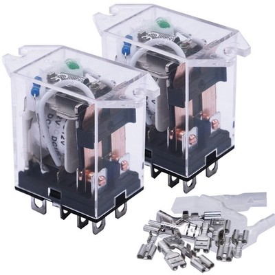 mxuteuk 2pcs DC 12V Coil 8 Pin 10A DPDT LED Indicator Electromagnetic