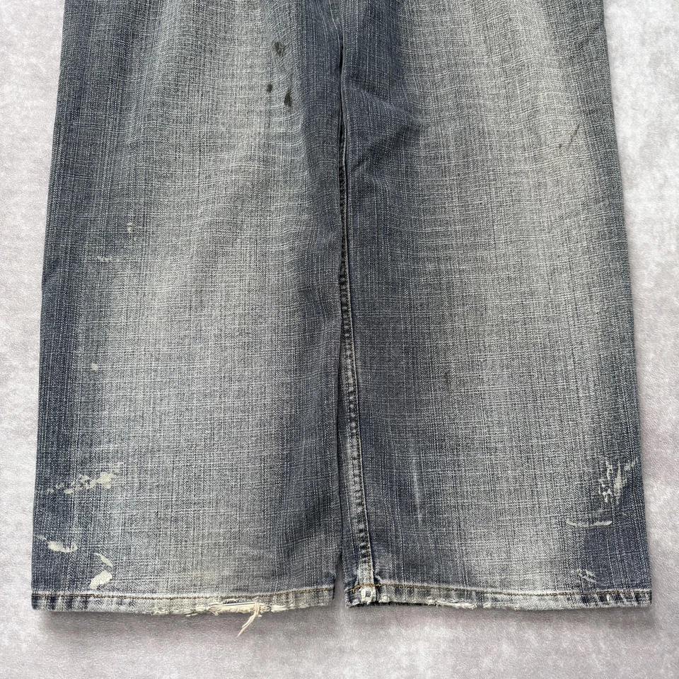 Pantalones de mezclilla Koman vintage para hombre 36x32 rectos holgados desvanecimiento hip hop Foto 2 de 4