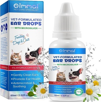 Ear Infection Treatment for Pets - 60ml Drops for Dogs & Cats with Itchy Relief