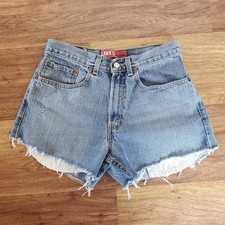 Vintage Levi's 569 Boy's 16 Cutoff Llight Wash Cotton Jean Shorts