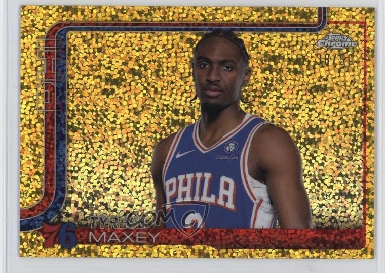 2025 Topps Chrome Image Variation Gold Speckle Refractor 38/50 Tyrese Maxey #185