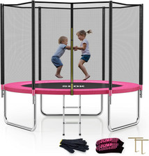 Kids Trampoline with Safety Net and Frame, 8ft Outdoor Jumping Mattress for
