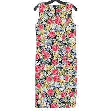 Talbots Floral Sheath Dress Sleeveless Cottagecore Bold Colorful Spring Summer 8