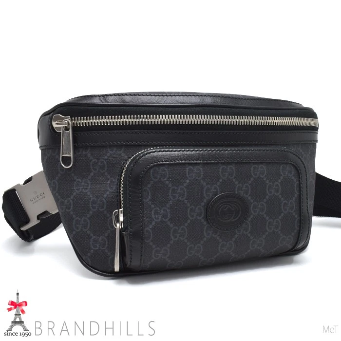 Gucci sac ceinture homme s femme s GG Supreme noir gris body bag 733240 GUCCI