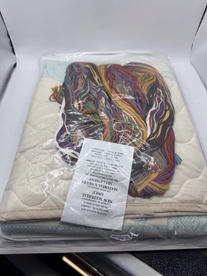 Dimensions Stamped Cross Stitch Kit Roosting Pair Quilt 34x43 Chickens Farm - Image 4 of 4