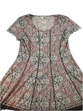 Est 1946 Paisley Short Sleeve w/Panel Front Swing Dress Size Large I81