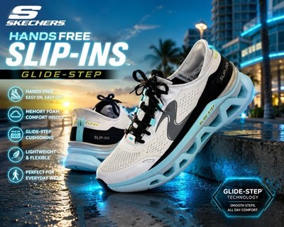 Skechers Slip-Ins Glide Step Men s 9.5 White Memory Foam Comfort Walking Shoes