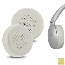 Geekria Protein Leather Ear Pads for JLab Go Lux ANC Headphones (Cloud White)