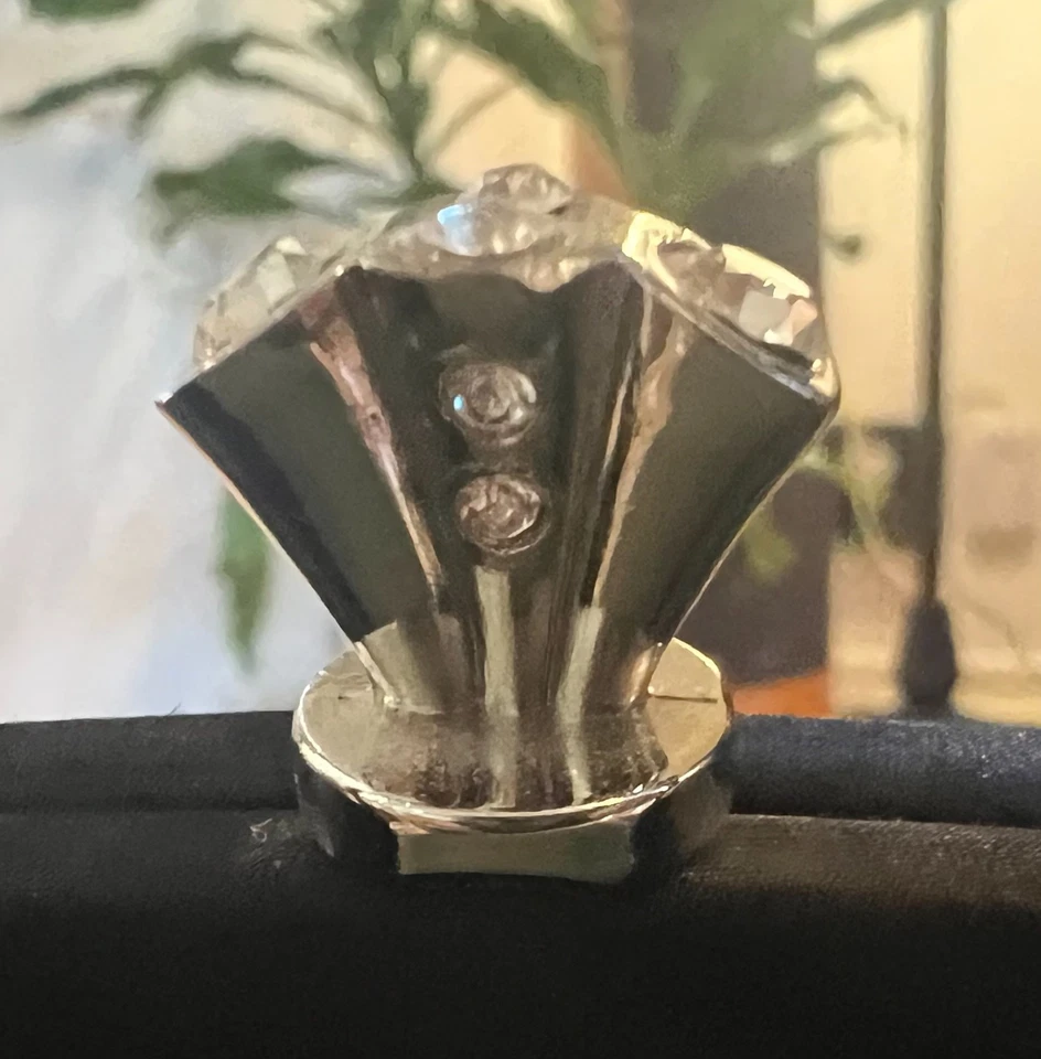 Vintage Black Velvet Evening Bag with Rhinestone Fan Clasp - Image 3 of 4