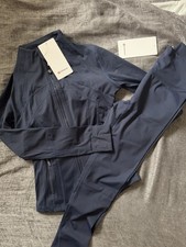 Lululemon Navy Tracksuit Set Jacket  Leggings Women's 2 Piece Athleisure Outfit