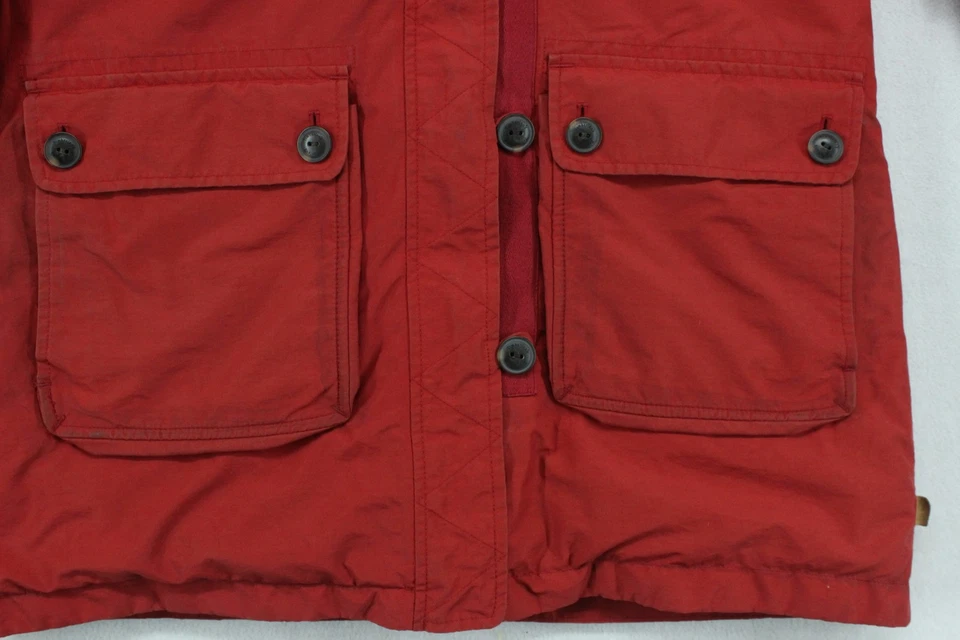Casaco feminino Timberland Parka tamanho P vermelho zíper completo com capuz isolado - Imagem 3 de 4