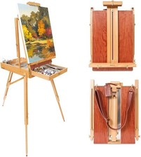 NEW Paris Deluxe Field Travel French Easel w/ Chrome Lined Drawer Leather NEW