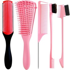5 Pieces Detangling Brush Set 9-Row Cush Nylon Bristle Styling Brushes,