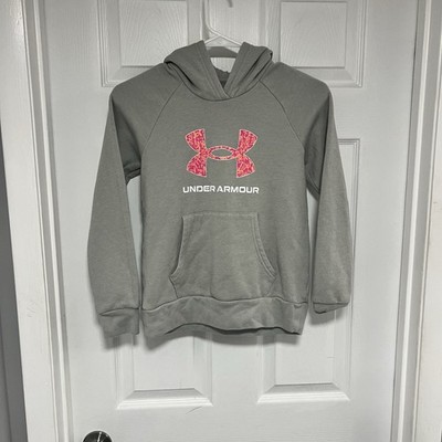 Under Armour Kids/Girls Gray Hoodie with Pink Logo Size Youth Medium
