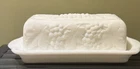 Imperial White Milk Glass Grape Pattern Butter Dish W/ Lid Vtg Serve Ware Granny