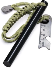 HUGE 5 x 1/2" FERRO ROD Fire Starter Survival Striker Flint + Emergency Paracord