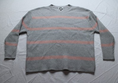 Vigoss Women's Stripe Rib Knit Stretch Sweater CN6 Grey-Combo Size XL NWT