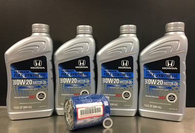 4x Honda Genuine 0W-20 Full Synthetic Engine Oil Change Kit + A02 Filter Washer