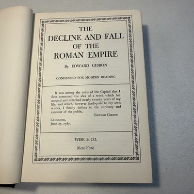 The Decline and Fall of the Roman Empire (Hardcover 1943) by Edward Gibbon