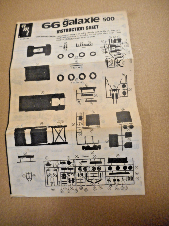 Vintage AMT '66 Galaxie 500XL #2204 Model Kit 1/25 Complete No Box ...